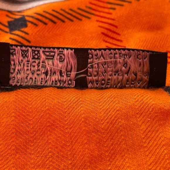 AUTHENTIC HERMES Sellier Henri D'Origny Shawl Wrap Orange Cashmere Silk … - Picture 13 of 16